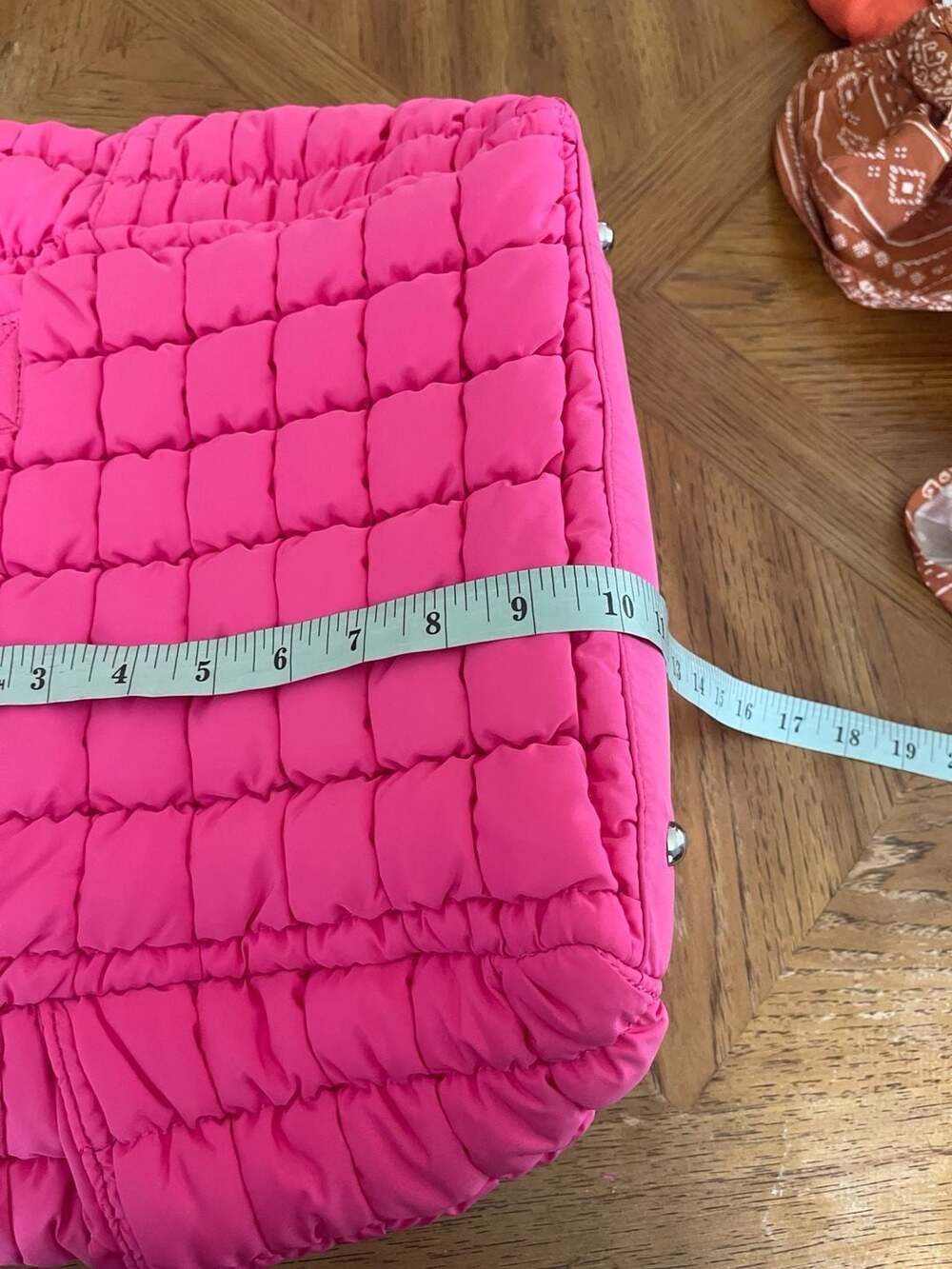 EcoStitch USA Hot Pink Quilted Puffer Tote Bag Crossbody Travel Lightweight - Picture 8 of 14